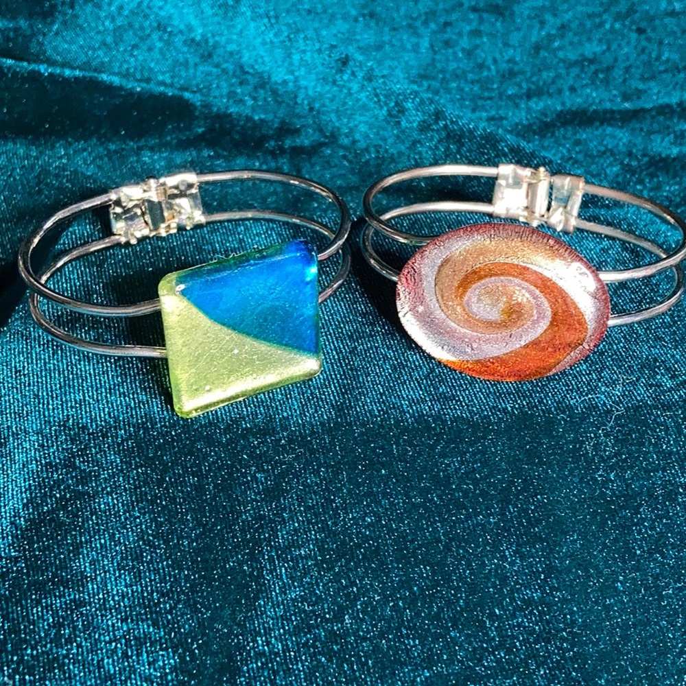 Silver Tone Spring Hinge Cuff Bracelet - image 1